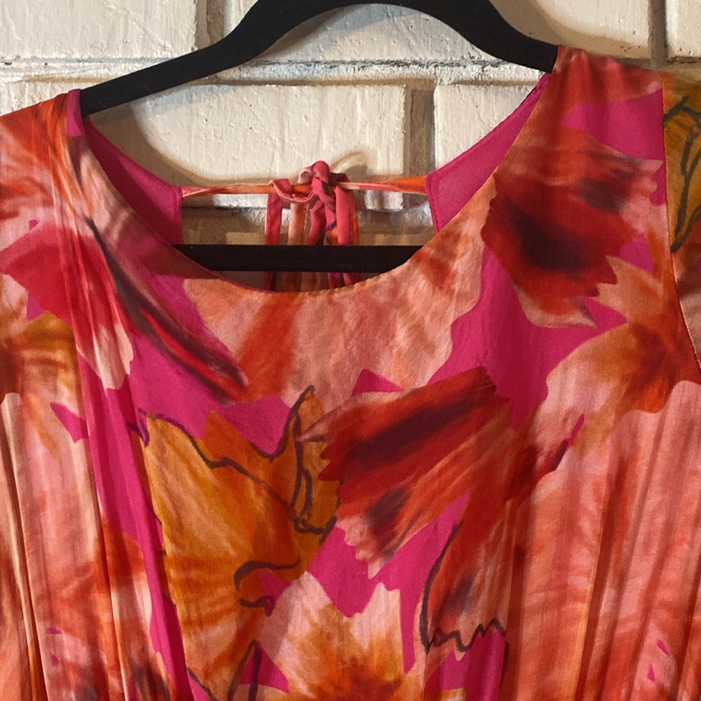 Lara G silk blend floral ruffle maxi dress MADE IN ITALY - Picture 5 of 11